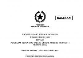 UNDANG UNDANG NOMOR 3 TAHUN 2024 TENTANG PERUBAHAN ATAS UNDANG UNDANG NOMOR 6 TAHUN 2014 TENTANG DES